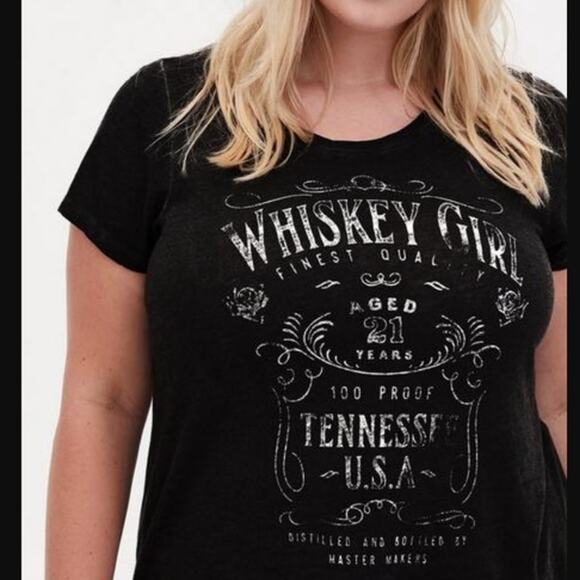Torrid Black Graphic Tee with Whiskey Design - Picture 1 of 4